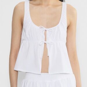 Sunday Best Cream Sleeveless Tie Front Tank Top